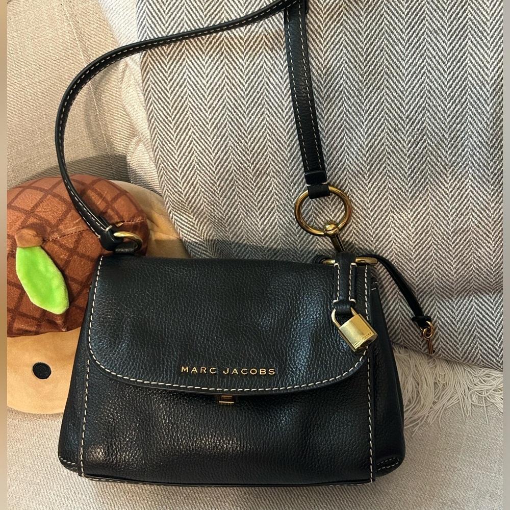 Marc Jacobs Black Crossbody Bag with Gold Accents